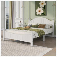 Red Barrel Studio Traditional Concise Style White Solid Wood Platform Bed