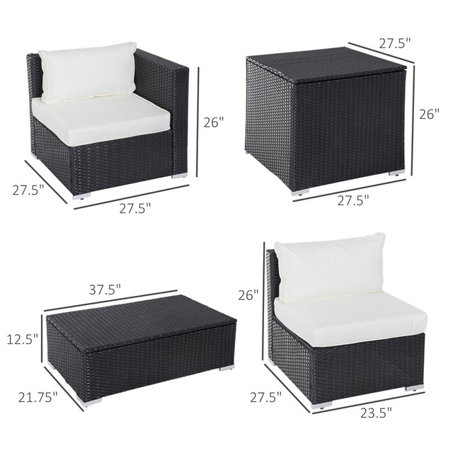 Rattan Sofa Set 27.5" x 27.5" x 26" Black in Patio & Garden Furniture - Image 3