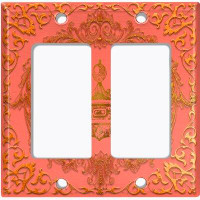 WorldAcc Metal Light Switch Plate Outlet Cover (Royal Crown Red Orange Frame - Single Toggle)