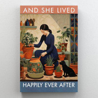 Trinx Plants And She Lived Happily - 1 Piece Rectangle Graphic Art Print On Wrapped Canvas