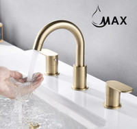 Two Handle Widespread Bathroom Faucet Brushed Gold