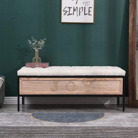 Toeasliving Wooden JOY Storage Bench for Bedroom End of Bed Upholstered Benches 48'' (Beige)