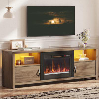 Wade Logan Brahma LED Fireplace TV Stand for 75 inch TV, Modern Entertainment Centre with Storage Cabinets
