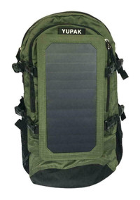 YUPAK Solar Panel Backpack with 7Watts Solar Panel & 10000 mAh Power Bank (Green)- Ship across Canada