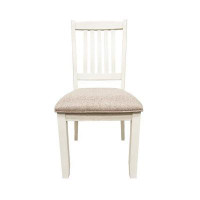 Red Barrel Studio Farlough 23 Inch Dining Chair, Open Slat Backrest With Padded Seat, White Wood