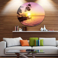Made in Canada - Design Art 'Tropical Beach with Fantastic Sunset' Photographic Print on Metal