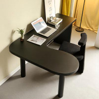 Hokku Designs 47.24"Black L-shaped solid wood desk