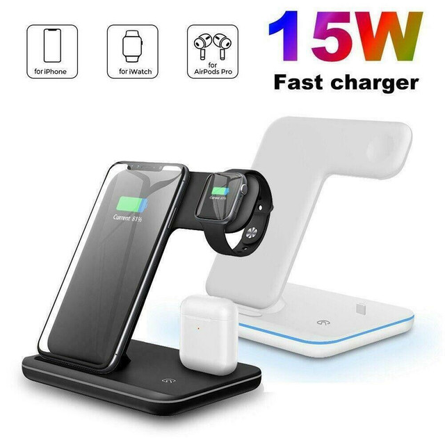 3-in-1 Fast Wireless Charger!!! For all compatible iPhone, Samsung, Huawei, LG, Pixel Phones in Cell Phone Accessories in British Columbia - Image 2