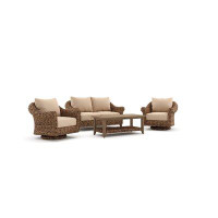 Winston Cayman Loveseat and Swivel Glider Lounge Chair 4 Piece Rattan Seating Group with Sunbrella Cushions