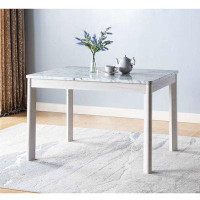 GZMWON Dining Table With Faux Glossy Marble Top