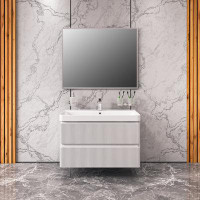 Bath Oasis Modern Wall Mounted Bathroom Vanity With Washbasin | Luxury White Matte Collection | Non Toxic Fire Resistant