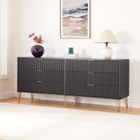 House of Hampton DUMBO Modern 6-Drawer Double Low Dresser in Olive Green