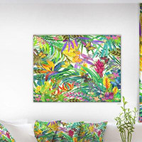 Made in Canada - East Urban Home Tropical Leaves and Flowers - Floral Art Print
