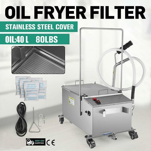 40L Oil Filter Oil Filtration System Cart Filtering Machine 80LBS Fryer Filter in Industrial Kitchen Supplies