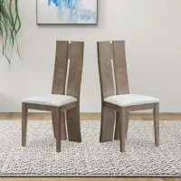 Millwood Pines Dining Chair Set Of 2 MDF, Sponge .PU Leather Upholstered Cushion Seat Wooden Back Side Chairs Wood Armle