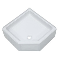 Lippert Replacement Corner Shower Pan With Center Drain, Scratch-Resistant Abs 27 x 27