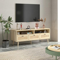 Bay Isle Home™ Rattan TV Stand With Solid Wood Feet, TV Console Table For Living Room