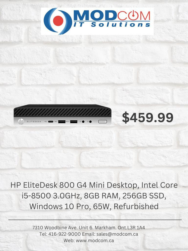 HP EliteDesk 800 G4 Mini Desktop PC, Intel Core i5-8500 3.0GHz, 8GB RAM, 256GB SSD, Windows 10 Pro in Desktop Computers