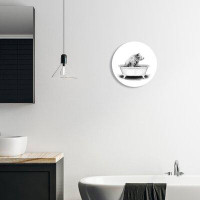 Stupell Industries Bear In A Tub Funny Animal Bathroom Drawing Circular Wall Plaque, 12" Diameter