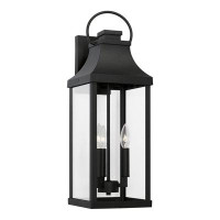 Capital Lighting 8" W X 24" H Outdoor 3-Light Large Wall Lantern In Oiled Bronze With Clear Glass