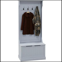 Latitude Run® HOMCOM 28" 3-In-1 Entryway Hall Tree with Storage Bench, Coat Rack with Four Hooks