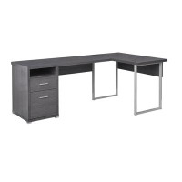 Hokku Designs 47" Taupe L-Shape Computer Desk With Two Drawers