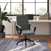 Latitude Run® Fabric Office Chair, Computer Desk Chair, Swivel Task Chair With Arms, Adjustable Height, Swivel Wheels