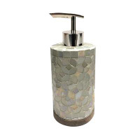 NU Steel Trillium Liquid Soap Pump In Pearlescent Mosaic & Wood