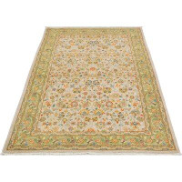 Isabelline One-of-a-Kind Carlotta Oriental Hand-Knotted 4'3 X 6'1 Wool Beige Area Rug