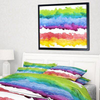 Made in Canada - East Urban Home 'Colourful Stripes in Vector Pattern' Framed Oil Painting Print on Wrapped Canvas