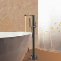 Modern Style Freestanding Bathtub Faucet - 41 H in Gunmetal Finish
