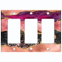 WorldAcc Metal Light Switch Plate Outlet Cover (Girls Room Purple Glitter Marble - Single Toggle)
