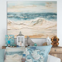 Highland Dunes Beige And Blue Beach Tranquility - Nautical & Beach Canvas Prints