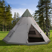 Camping Teepee Tent 143.7" L x 143.7" W x 98.4" H Grey