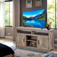 Gracie Oaks 58" Barn Door TV Stand - Hidden Storage, Fits Tvs Up To 65", - Tall Entertainment Centre For Living Room, Be