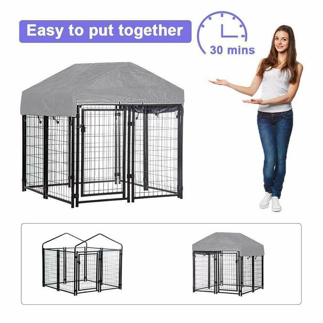 NEW OUTDOOR DOG KENNEL & COVER 4X4X4.3 FT WDK1342 in Accessories in Regina - Image 4