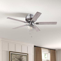 Three Posts 52" Hardesty 5 - Blade Flush Mount Ceiling Fan with Pull Chain and Light Kit Included