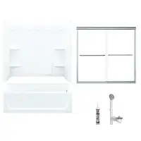 Sterling by Kohler Ensemble de baignoire et douche rectangulaire sans cadre de 60 po x H 75 po avec porte-serviettes et