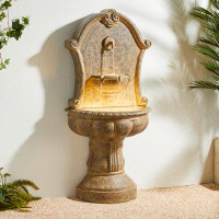 Ophelia & Co. 49.25"H Oversized Antique European Style Faux Granite Sculptural Multi-Tiered Pedestal Polyresin Outdoor F