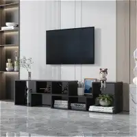 Ebern Designs Double L-Shaped TV Stand Display Shelf Bookcase