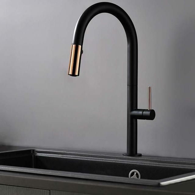 Kitchen Faucets , A Simple Touch or Non Touch - Pull Out Black &amp; Gold Single Handle One Hole ( 16.93/43cm ) in Plumbing, Sinks, Toilets & Showers - Image 2