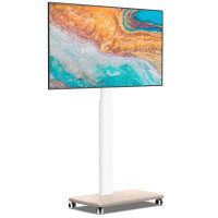 Symple Stuff Rolling TV Floor Stand For 32 To 65 70 Inch Tvs, White Tall Portable Mobile Cart On Wheels, With Swivel Mou