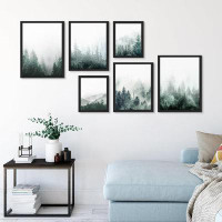 SIGNLEADER Collage Misty Pine Tree Forest Mountain Landscape Modern Art for Living Room, Bedroom, Office