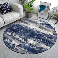 17 Stories Tykirah Abstract Area Rug for Living Room Machine Washable Rugs Non-slips Blue Rugs