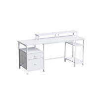 Latitude Run® 61" Computer Desk with Fabric File Cabinet & Drawer