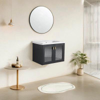 Ebern Designs 28" Wall-Mounted Single Bathroom Vanity With Ceramic Top