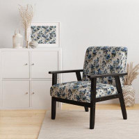 Design Art Cobalt Blue Filigree Vines Victorian Pattern - Upholstered Cottage Arm Chair