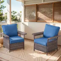 Winston Porter Ritvars Wicker Outdoor Lounge Chair