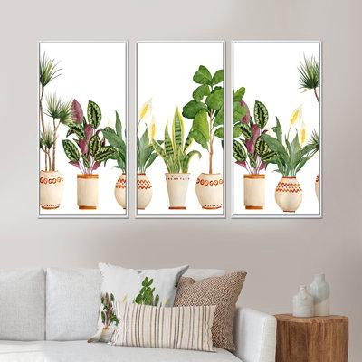 Design Art Trio Of Houseplants Sanseviera Snake Plant - Farmhouse Framed Canvas Wall Art Set Of 3 in Plants, Fertilizer & Soil