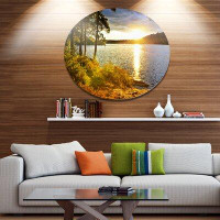 Design Art 'Beautiful View of Sunset over Lake' Photographic Print on Metal